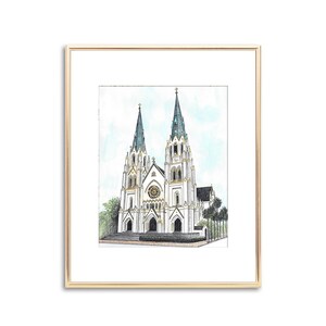 Cathedral Basilica of St. John the Baptist Savannah Watercolor Painting - Fine Art Print - Hand Painted - Wedding Keepsake Anniversary Gift