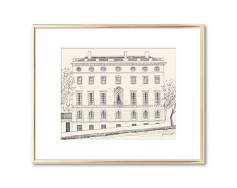 Harold Pratt House - New York - Pen and Ink Drawing - Signed Fine Art Print - Keepsake - Wedding Gift Idea - Park Avenue - Upper East Side