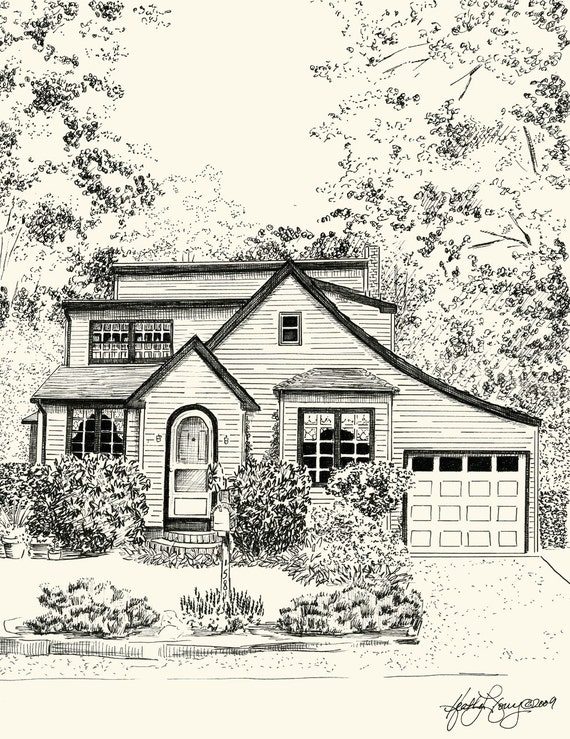 images Architecture Pen And Ink Sketches custom pen and ink architectural sketch of your house or home etsy