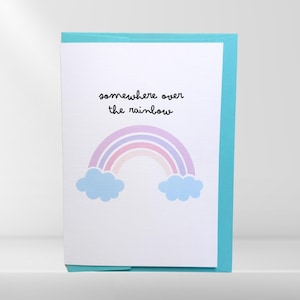 Quelque part au-dessus de l'arc-en-ciel, Blanc à l'intérieur. Téléchargement numérique imprimable, enveloppe incluse. C6 A6. belle carte, carte de deuil, carte d'ami