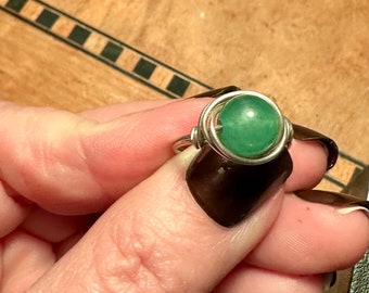 Ring, Crystal Rings, Green Aventurine, Wire Wrapped Ring, Rings for Women, Minimalist Jewelry, Green Gemstone Ring, Beaded Handmade Rings