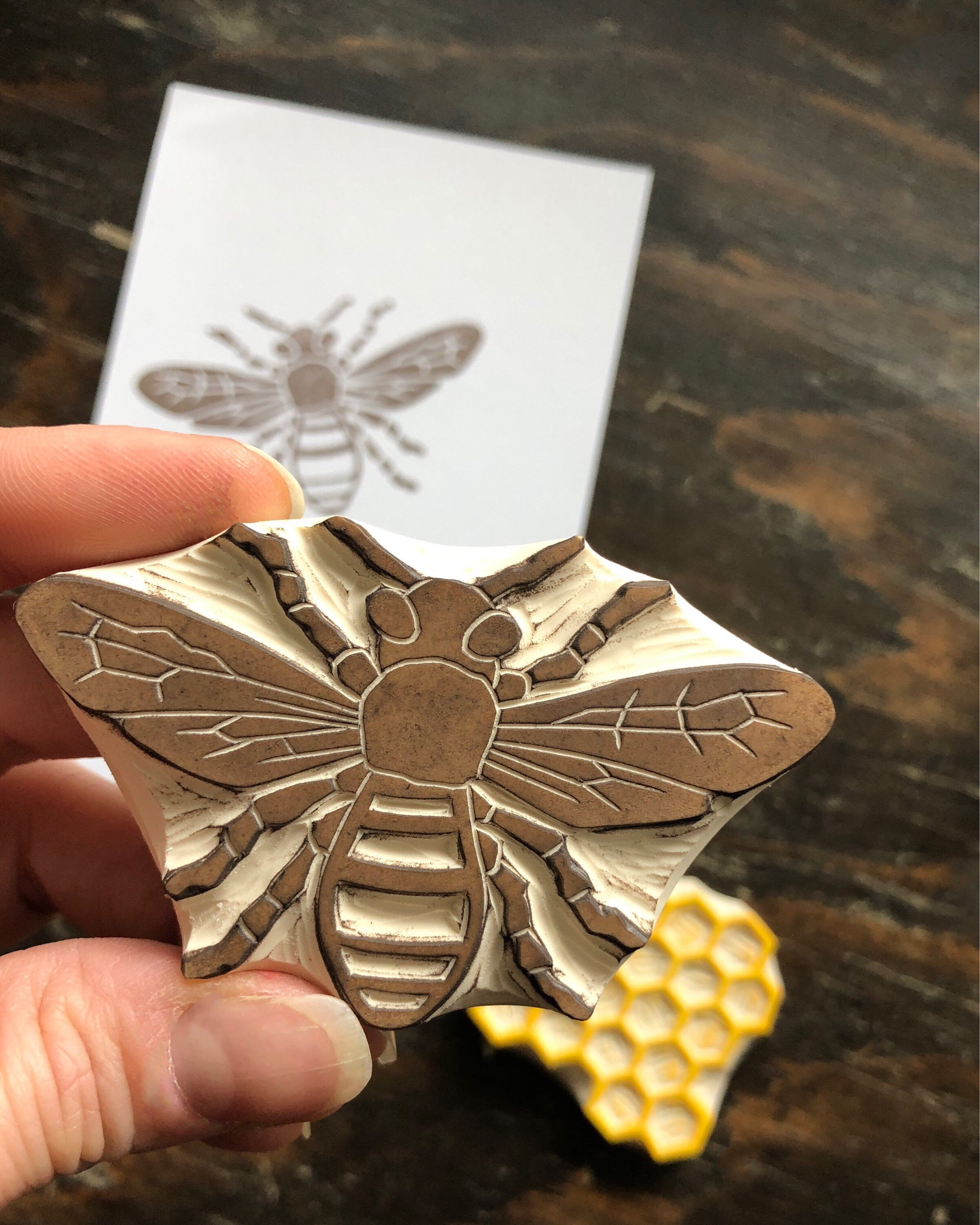 Honey Bee Rubber Stamp Bee Stamp Etsy