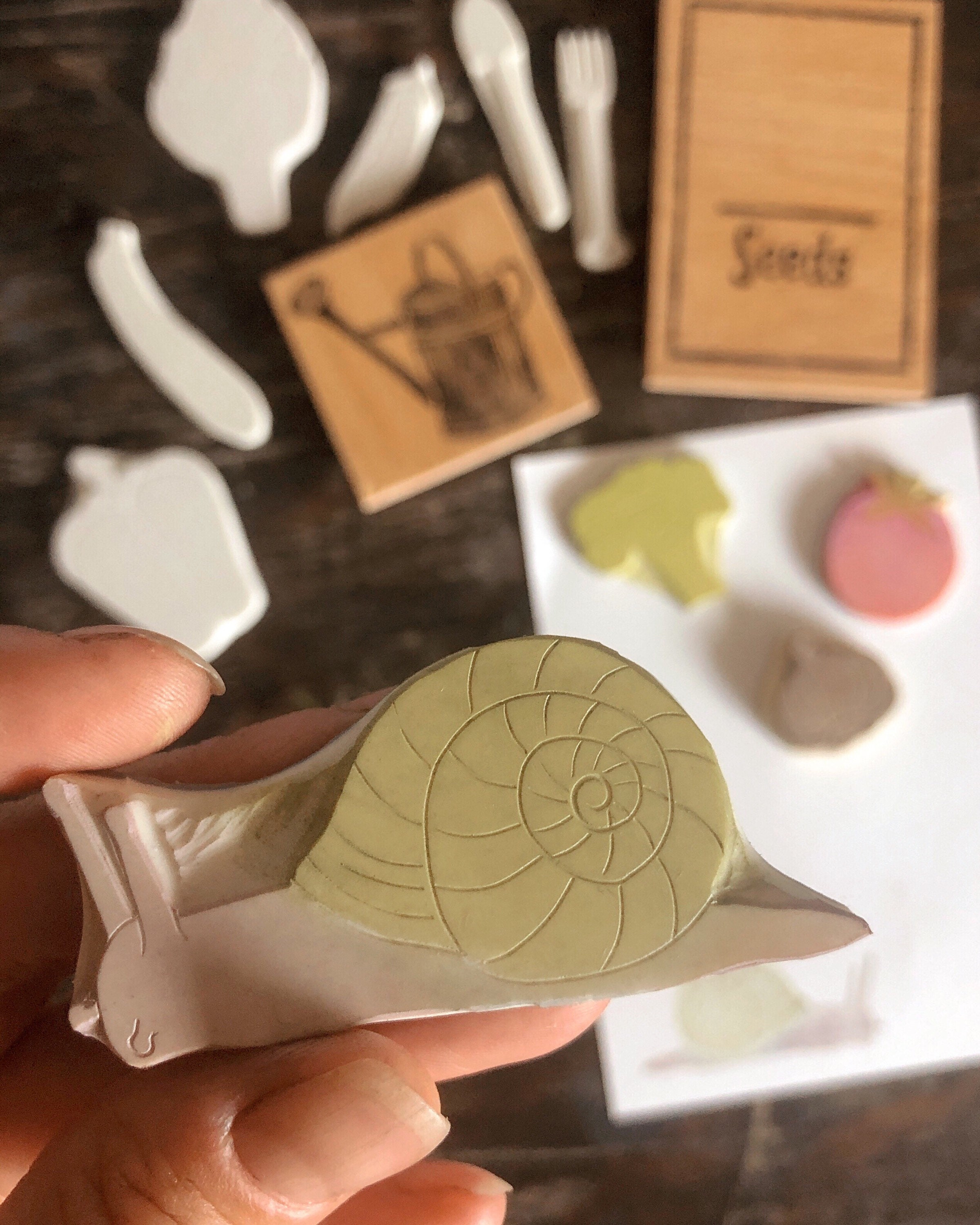 Hand Carved Snail Rubber Stamp Garden Snail Stamp Etsy