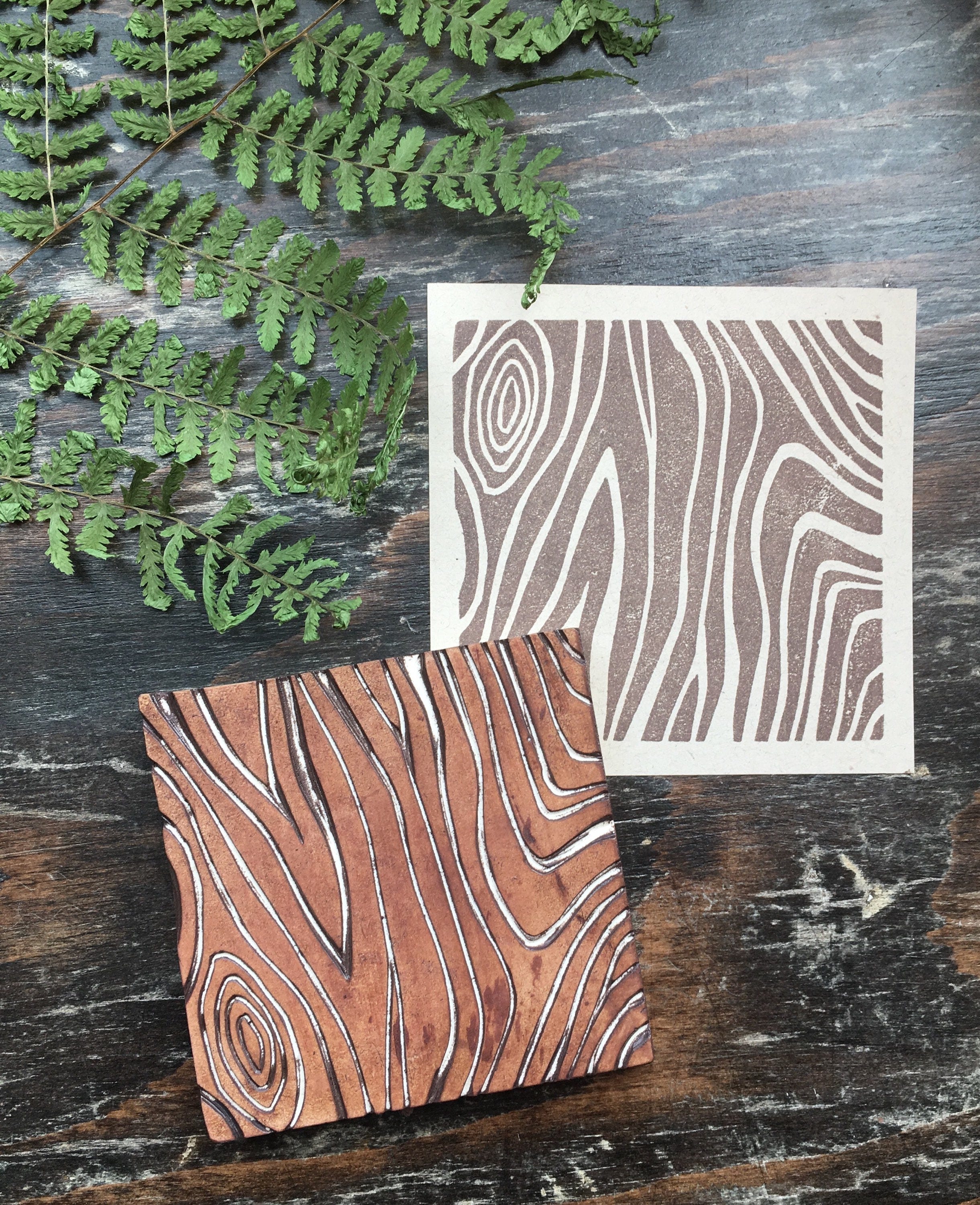 Wood Grain Rubber Stamp Hand Carved Faux Bois Stamp Etsy