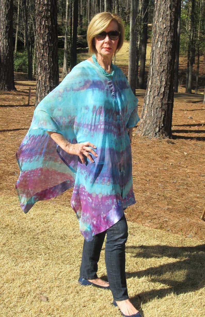 AMALFI SILK CAFTAN top hand dyed silk tie dye caftan top boho | Etsy