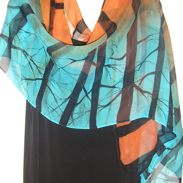 Reserved: TREES Silk Wrap 22x90
