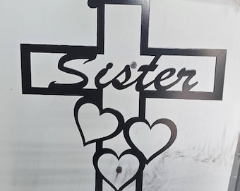 Marcador conmemorativo para hermanas, corazones cardenales, archivos SVG, DXF, CNC, plasma, láser, descargas digitales