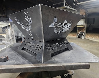 File digitali da scaricare per braciere da 30 pollici con pesce gatto e cervo SVG DXF CNC Plasma Laser