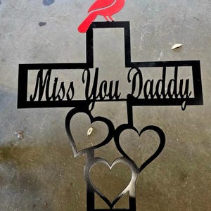 Miss You Daddy Memorial Marker Cardinal Hearts SVG DXF CNC Plasma Laser Digital Downloads