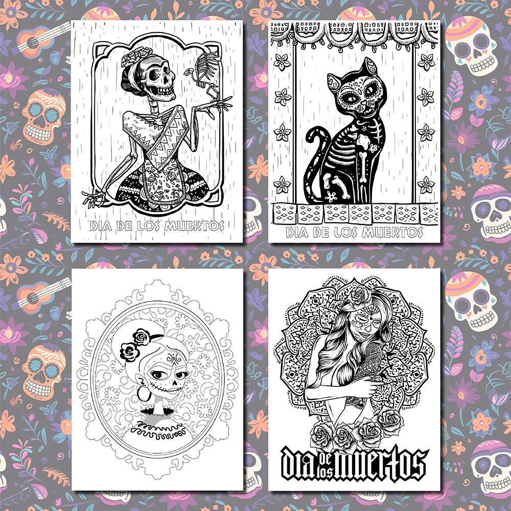 Dia De Los Muertos Printable Coloring Pages, Day of the Dead Activity ...