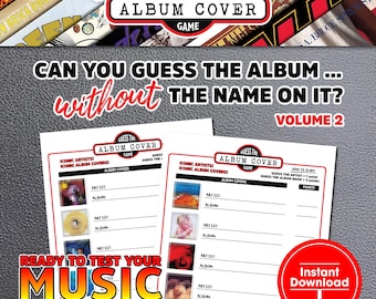 Guess The Album Cover Game / VOLUME 2 / Printable Family Reunion Games / Music Album Game / Office Party Game / Printable Music Game