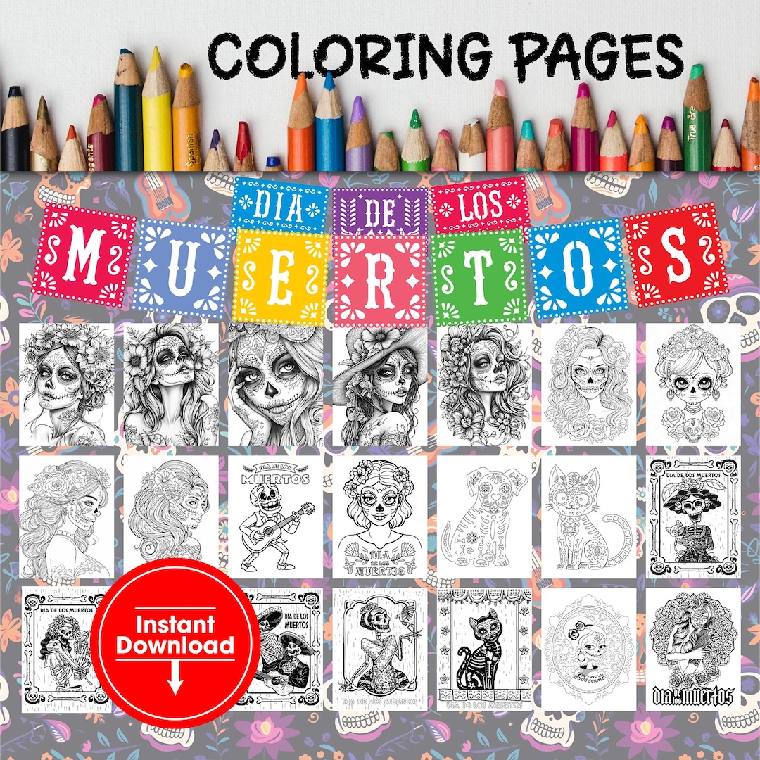 Dia De Los Muertos Printable Coloring Pages, Day of the Dead Activity ...