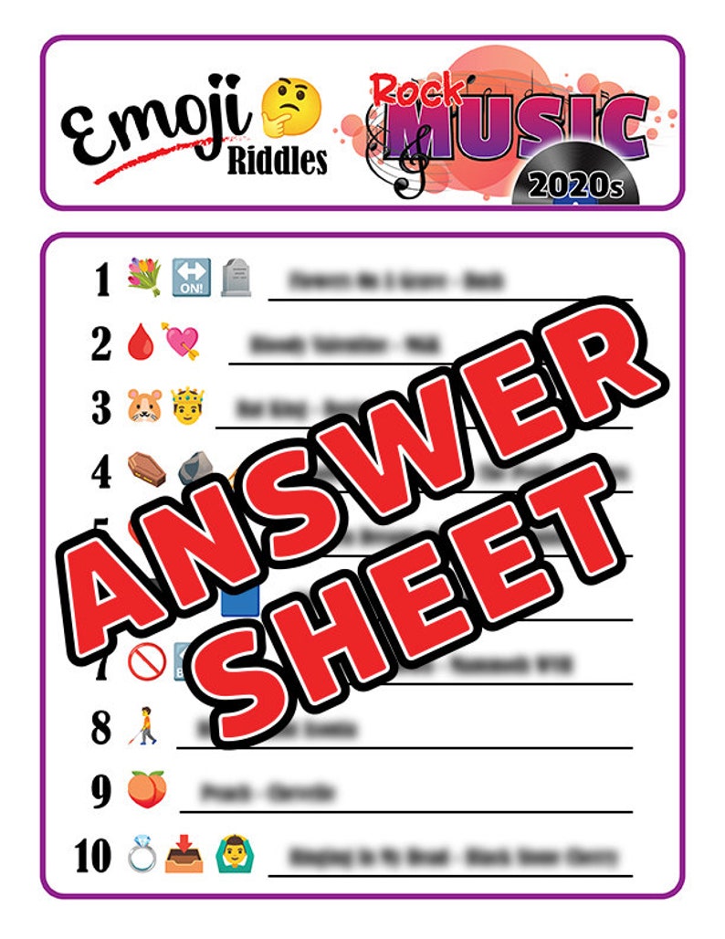 2020s Rock Emoji Pictionary Game, Rock N Roll Game, Music Themed Emoji ...