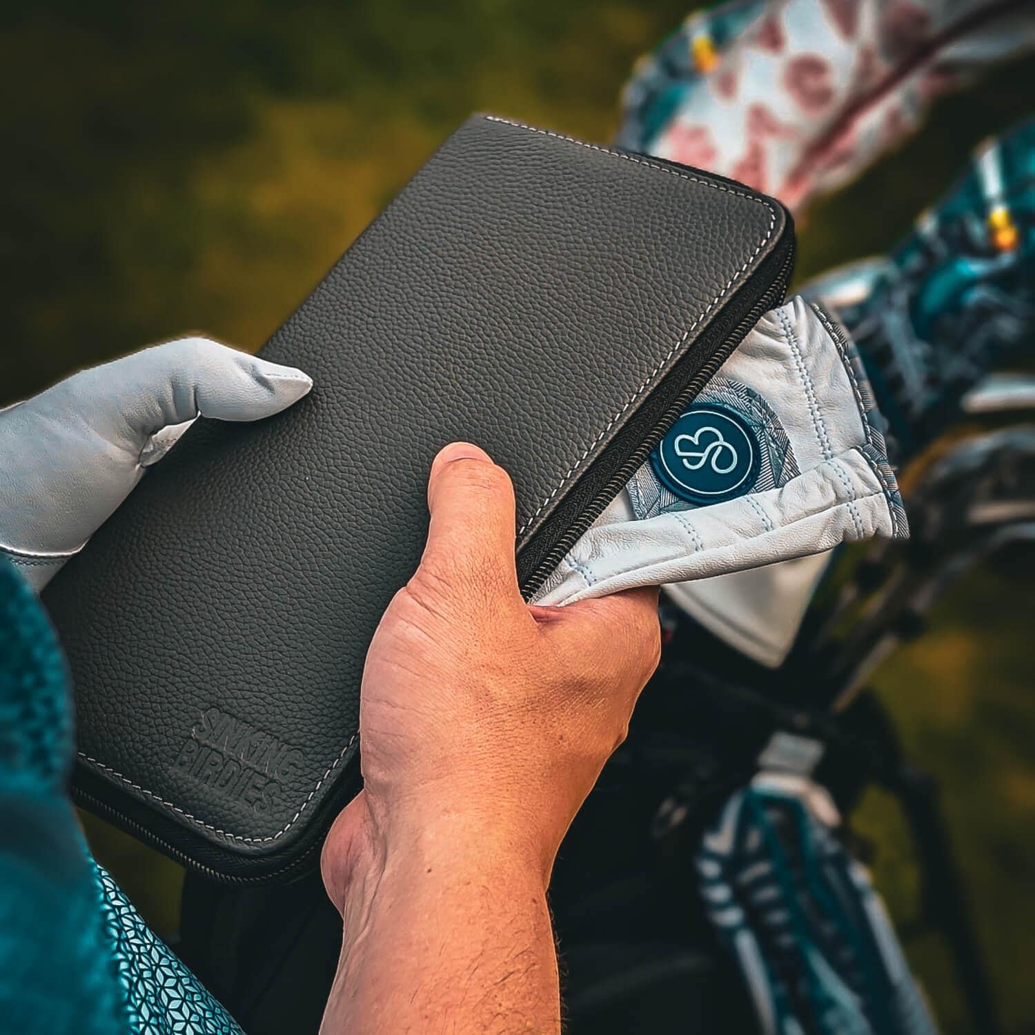 CPG GOLF ウォレット Leather Golf Glove Case Holder, Golf Bag Storage Wallet, Accessory