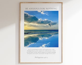 Filipian 4:6-7 Cytat z Biblii Wydruk, Nadbrzeżna sztuka ścienna z wersetem biblijnym, Nadbrzeżna chrześcijańska plaża Wydruk, Chrześcijańskie materiały do druku, Wyspa Anna Maria