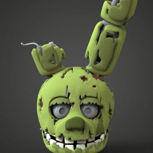 Springtrap Vissnat FNAF 3 Bärbart Huvud 3D-modell STL