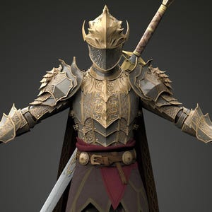 Oathbreaker Paladin Baldur Gate 3 Armure précise avec épée modèle 3D