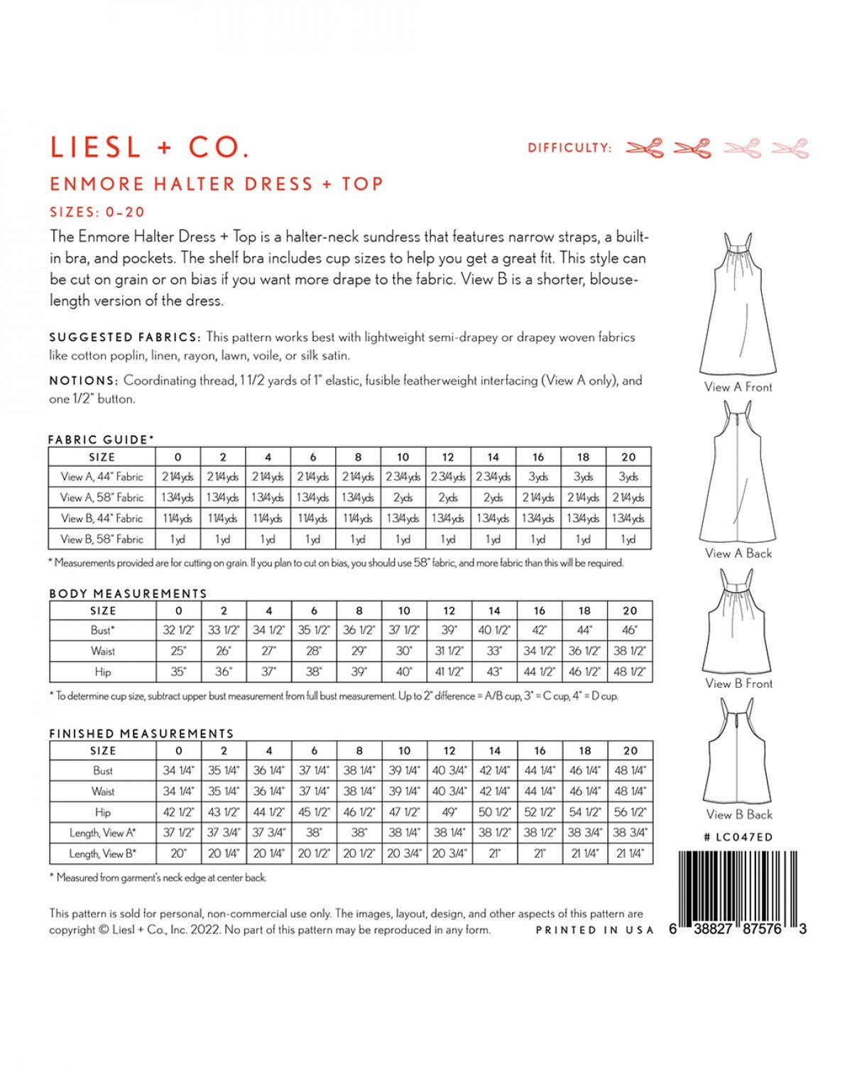 Enmore Halter Dress and Top Pattern, Liesl Co., Restlessneedle