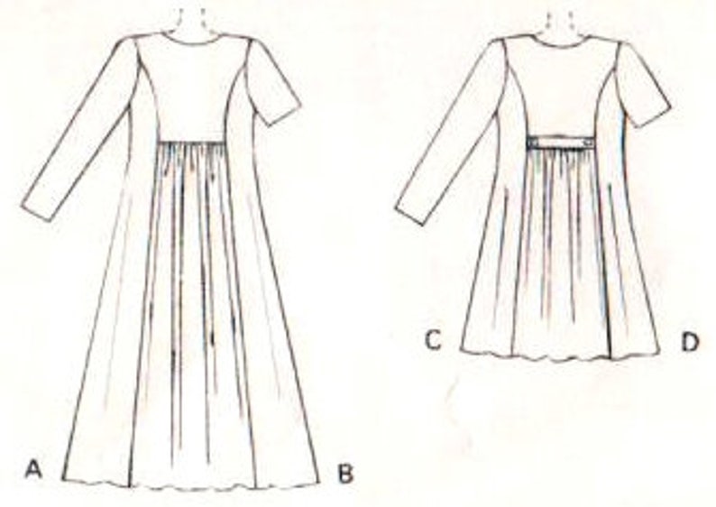 Pullover Dress Princess Seams LongShort Sleeves 14-18 Misses Loose-Fitting McCall/'s Pattern 7297 Vintage FrontBack Gathers Uncut