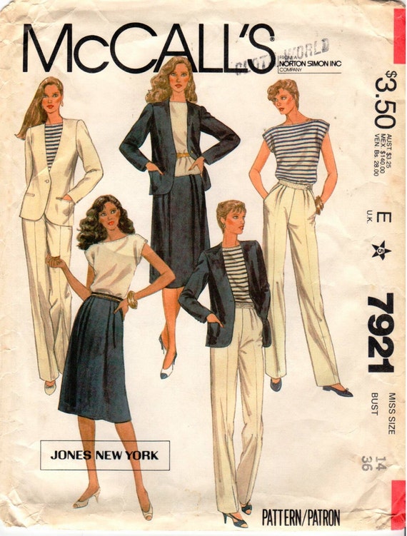 Vintage McCall's Pattern 7921 Misses Jacket Top Skirt | Etsy
