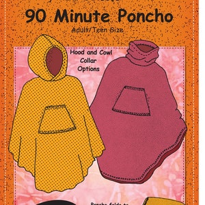 90 Minute Fleece Poncho for Adults & Teens Pattern, Mary Mulari Designs, RestlessNeedle, Oversized Hood, Nylon/Woven Fabric Instructions