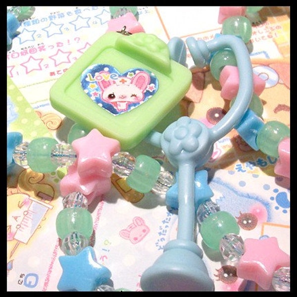 Kawaii Kandi Hospital Nurse Bunny Necklace w\/ Matching Kandi Bracelet