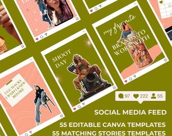 UGC Content Creator Instagram Templates | Social Media Coach Marketing IG Kit | Aesthetic Content Feed | Digital Marketing Posts, Stories