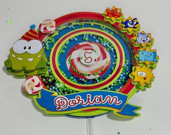On Nom Cake Topper: Cut the Rope Birthday Party Decor