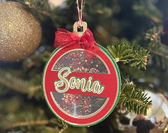 Personalized Ornament, Custom Name Ornament, Christmas Tree Decor, Handmade Ornament, Shaker Glitter, Christmas Decor, Christmas Decoration