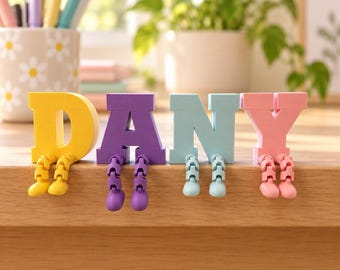 Personalized Articulated Name, Letters 3D Printed, Desk Buddy Decor, Cute Office Desk Decor, Flexi Buddy Letres, Room Kids Name