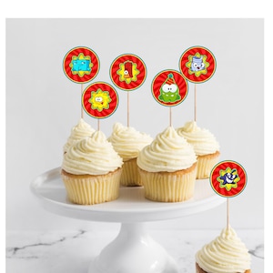 Om Nom Cupcake Topper, Om Nom Birthday Party, Om Nom Birthday Decor, Om Nom Birthday, Om Nom Party, Cupcake Topper Om Nom, Om Nom Party