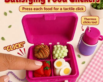 Personalized Retro Lunch Box Clicker Fidget 3D Printed Mini Food Sensory Toy with Matching Thermos Back to School Gift Keychan