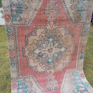 Vintage rug 7x4&#39;6 turkish rug, kitchen rug, oushak rug