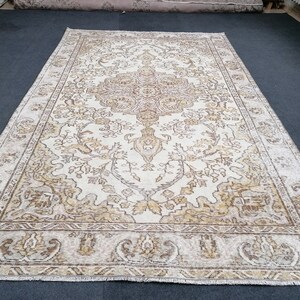 Neutral oushak wool rug 8,4x5,2 muted hand made rug, oushak rug, rustic rug, turkish rug, farmhouse rug, vintage rug