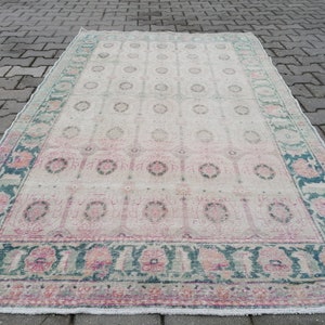 4&#39;7x7 vintage rustic rug, large oushak rug, area rug,