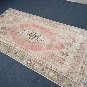 Soft oushak rug, 9&#39;6x4&#39;10, muted soft colors rug, faded vintage rug, pastel turkish oushak rug rustic unsual tribal rug retro style rug