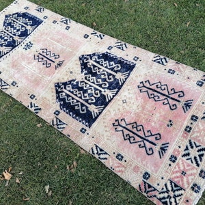 Oushak vintage rug vintage hand made rug 3&#39;2x8&#39;2 living room rug, area rug