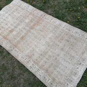 Dissret vintage rug, earth tone oushak rug 3&#39;8x7 living room rug