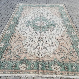 Oushak rug 6.3x10 vintage large rug vintage hand made rug