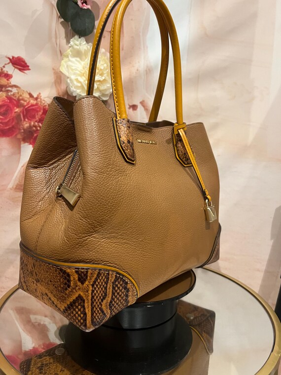 Michael Kors Tan Leather Snakeskin Tote: Designer Handbag  display picture 2