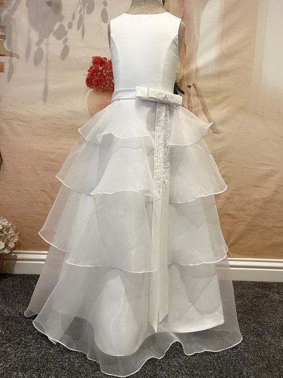knee length dresses for ladies White Cotton Tiered Dress – Kamakhyaa main image 1