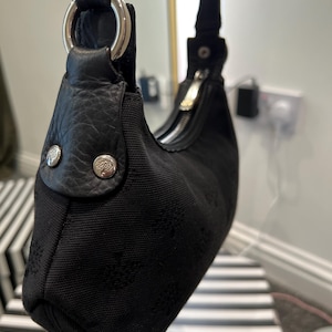 Authentic Vintage Mulberry Black Shoulder Bag – Monogram Canvas & Leather – Classic Mini Hobo Handbag