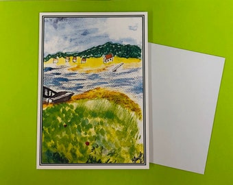 5x7 Card River Scene Kennebunkport Maine - Blank Inside - Birthday Thank You Any Occasion - Free Shiping USA