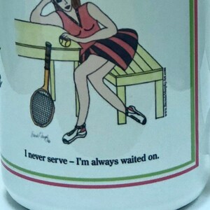 Sassy Tennis Mug Perfect Gift For Tennis Player Funny Caption Original Design Pink and Green image 2