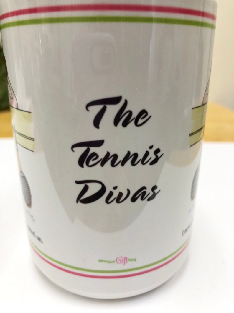 Sassy Tennis Mug Perfect Gift For Tennis Player Funny Caption Original Design Pink and Green image 6