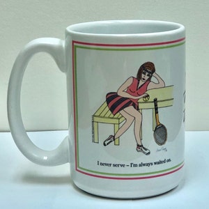 Sassy Tennis Mug Perfect Gift For Tennis Player Funny Caption Original Design Pink and Green image 1