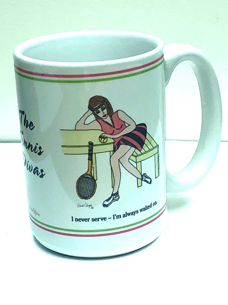 Sassy Tennis Mug Perfect Gift For Tennis Player Funny Caption Original Design Pink and Green image 5