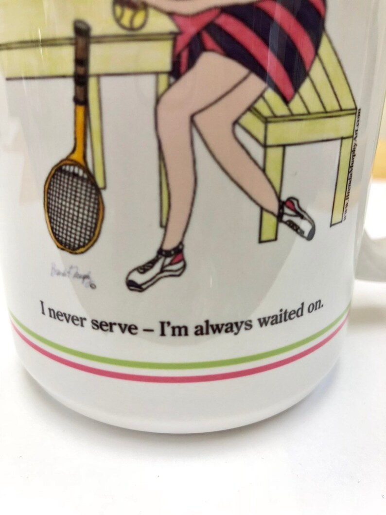 Sassy Tennis Mug Perfect Gift For Tennis Player Funny Caption Original Design Pink and Green image 3
