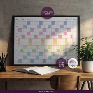 2025–2026 SEPTEMBER Start Academic Calendar Big Wall Mid-Year Digital Planner Year at a Glance. Back to School Decor Gift Students Teachers