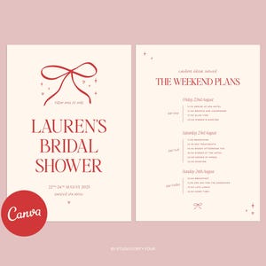 Plantilla de Canva para despedida de soltera dibujada a mano / Descarga digital estética / Itinerario de despedida de soltera imprimible y personalizable / Diseño editable